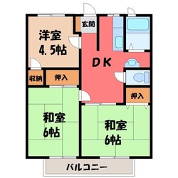 宝積寺駅 徒歩10分 2階の物件間取画像